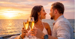 Guests on a luxury sunset charter